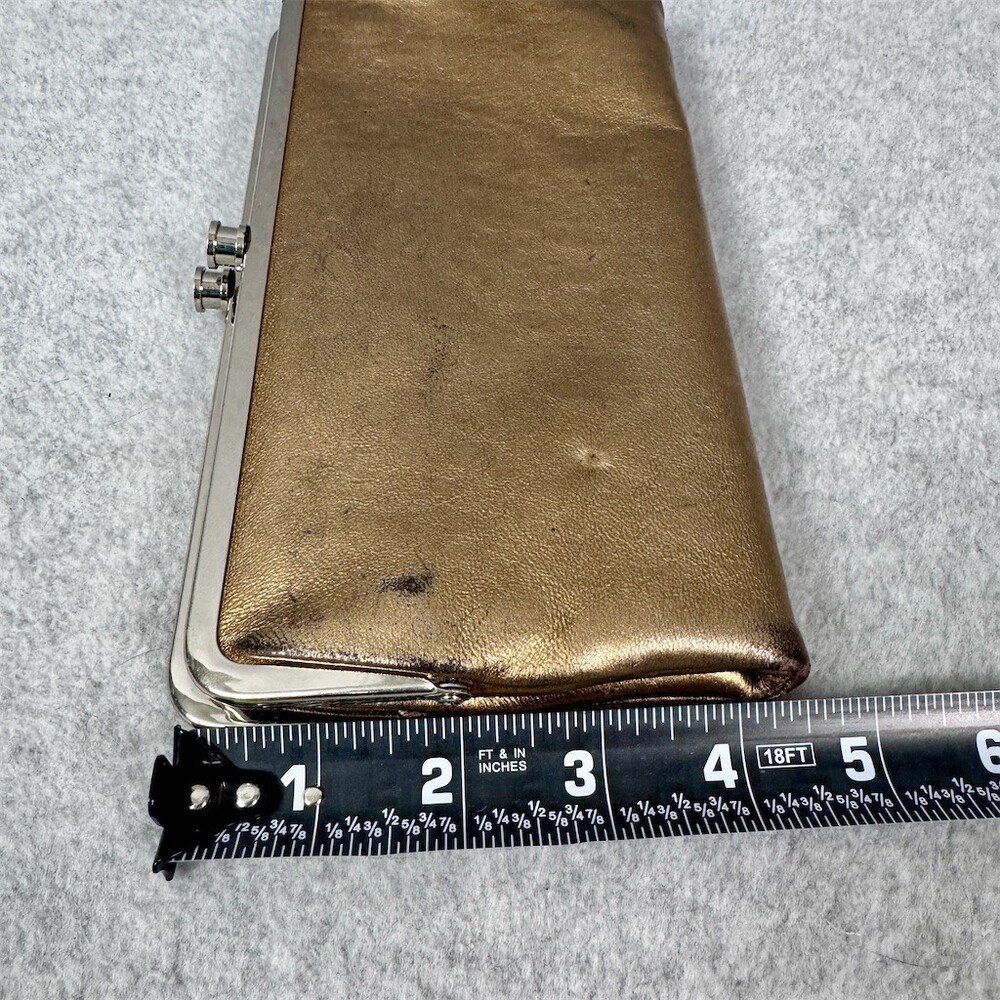 HOBO Lauren Clutch Wallet Womens Small Metallic Gold Kisslock Zip Pocket - Picture 13 of 13